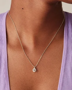 PAVOI Pendants-Dainty 7.5mm Swarovski CZ Solitaire Pendant Necklace