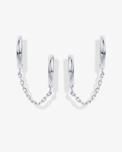 PAVOI Chain Earrings|Dangle & Threader-Double Huggie Dangle Chain Earrings