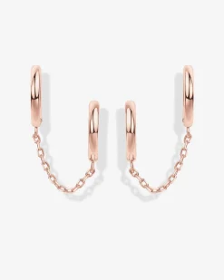 PAVOI Chain Earrings|Dangle & Threader-Double Huggie Dangle Chain Earrings