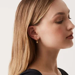 PAVOI Dangle & Threader|Hoops-Drop Hammered Hoops