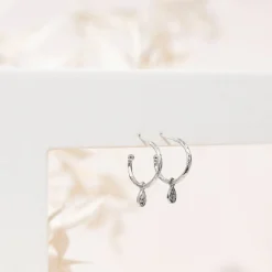 PAVOI Dangle & Threader|Hoops-Drop Hammered Hoops
