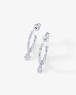 PAVOI Dangle & Threader|Hoops-Drop Hammered Hoops