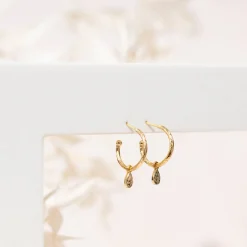 PAVOI Dangle & Threader|Hoops-Drop Hammered Hoops