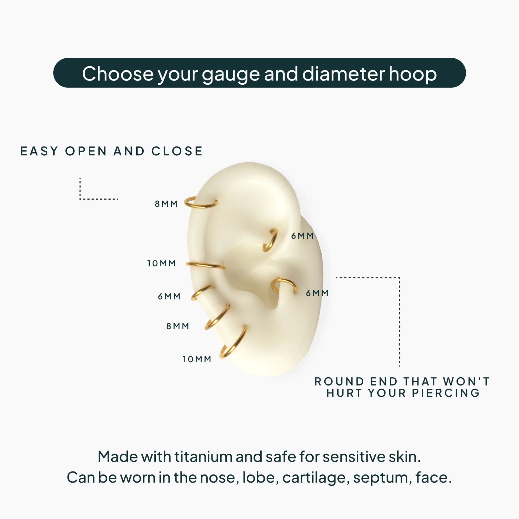 PAVOI Huggies-Essential Titanium Clicker Piercings