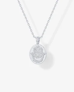 PAVOI Pendants-Hammered Coin Hamsa Pendant