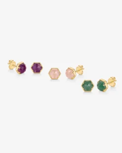 PAVOI Studs-Hexagon Gemstone Stud Earrings