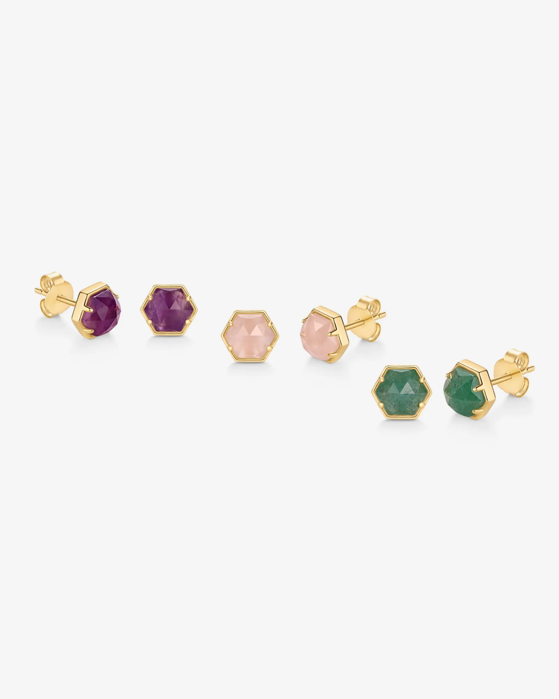 PAVOI Studs-Hexagon Gemstone Stud Earrings
