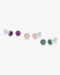 PAVOI Studs-Hexagon Gemstone Stud Earrings
