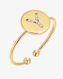 PAVOI Adjustable|Stackable-Initial Letter Ring