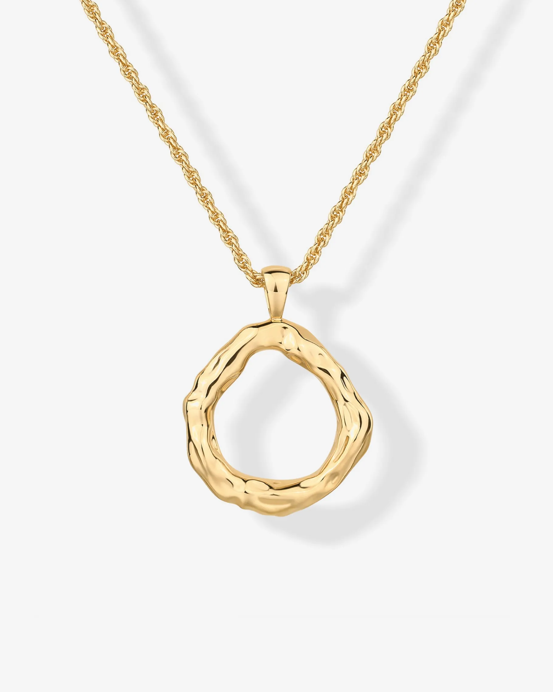 PAVOI Pendants-Irregular Hammered Circle Pendant
