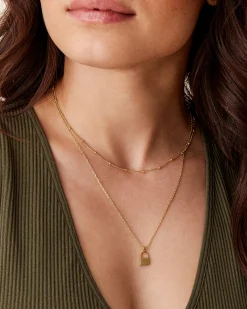 PAVOI Pendants|Layered-Layered Lock Pendant Necklace