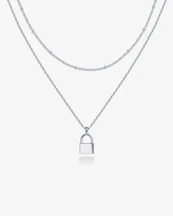 PAVOI Pendants|Layered-Layered Lock Pendant Necklace