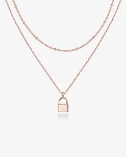 PAVOI Pendants|Layered-Layered Lock Pendant Necklace
