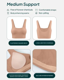 PAVOI Medium Support Bras|Bras-Longline Square Neck Medium-Support Padded Sports Bra