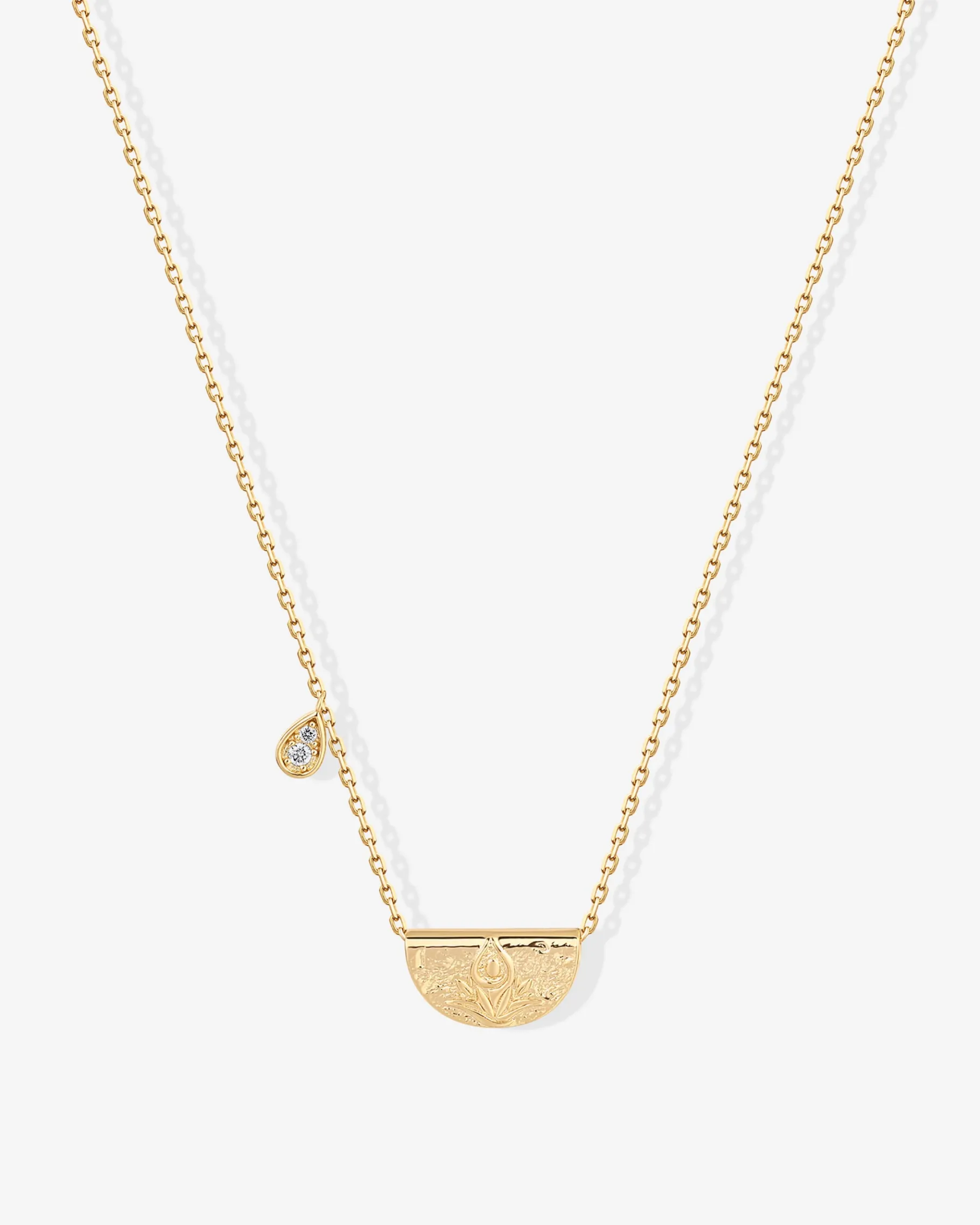 PAVOI Pendants-Lotus Engraved Pendant Necklace