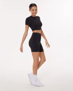 PAVOI Short & Long Sleeve Tops|Low Support Bras-Lounge Athleisure Short Sleeve Crop T-Shirt