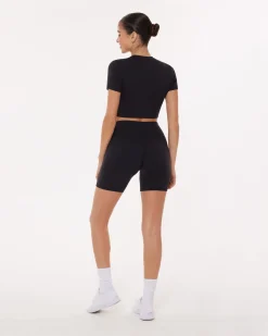 PAVOI Short & Long Sleeve Tops|Low Support Bras-Lounge Athleisure Short Sleeve Crop T-Shirt