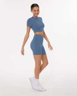 PAVOI Short & Long Sleeve Tops|Low Support Bras-Lounge Athleisure Short Sleeve Crop T-Shirt