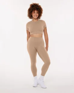 PAVOI Short & Long Sleeve Tops|Low Support Bras-Lounge Athleisure Short Sleeve Crop T-Shirt