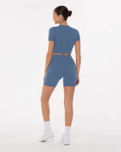 PAVOI Short & Long Sleeve Tops|Low Support Bras-Lounge Athleisure Short Sleeve Crop T-Shirt