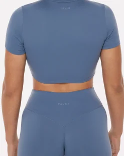 PAVOI Short & Long Sleeve Tops|Low Support Bras-Lounge Athleisure Short Sleeve Crop T-Shirt