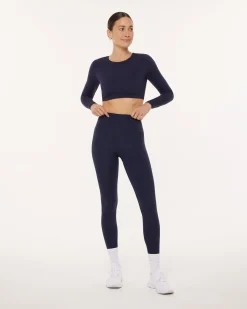 PAVOI Short & Long Sleeve Tops|Medium Support Bras-Medium-Impact Long Sleeve Workout Crop Top