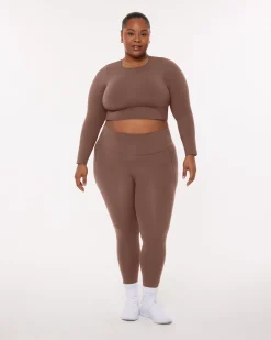 PAVOI Short & Long Sleeve Tops|Medium Support Bras-Medium-Impact Long Sleeve Workout Crop Top