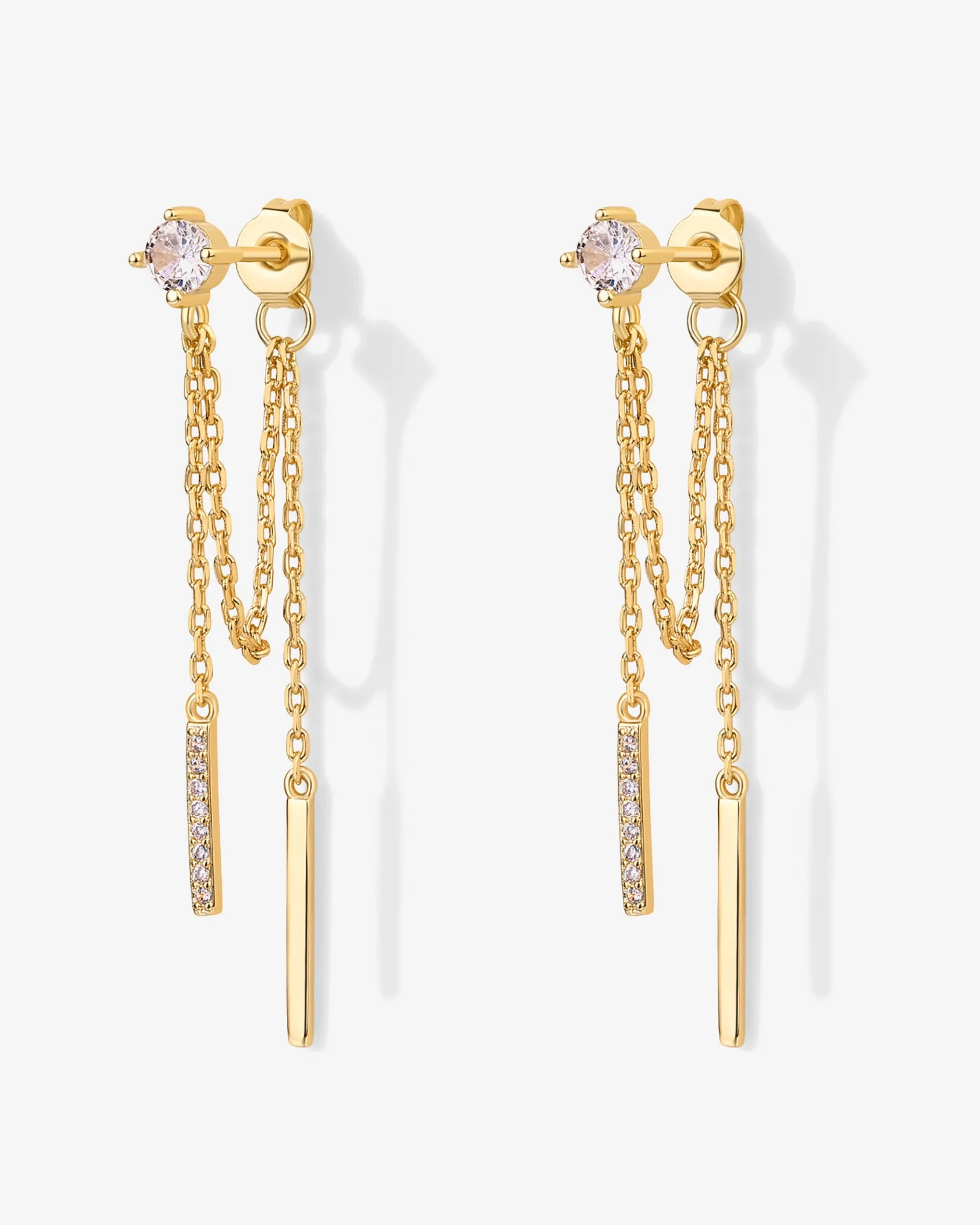 PAVOI Dangle & Threader-Mini CZ Chained Bar Earrings