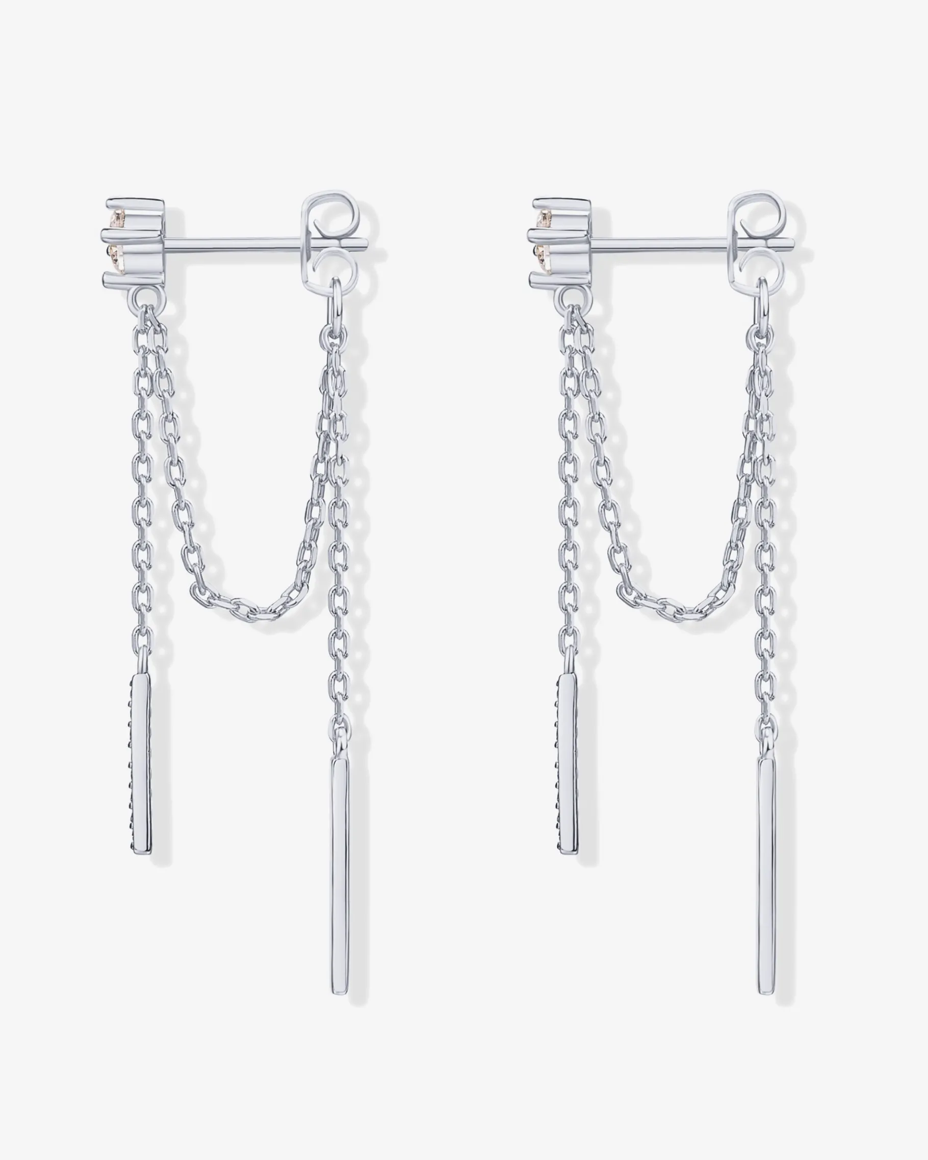 PAVOI Dangle & Threader-Mini CZ Chained Bar Earrings