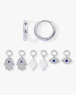 PAVOI Charms|Huggies-Mix and Match Huggie and Hamsa u0026 Evil Eye Charm Set