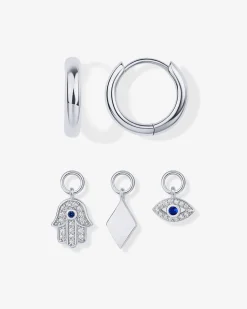 PAVOI Charms|Huggies-Mix and Match Huggie and Hamsa u0026 Evil Eye Charm Set