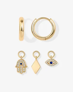 PAVOI Charms|Huggies-Mix and Match Huggie and Hamsa u0026 Evil Eye Charm Set