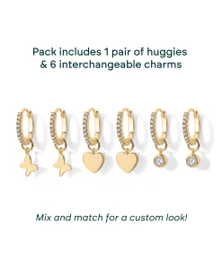 PAVOI Charms|Huggies-Mix and Match Huggie and Heart Charm Set