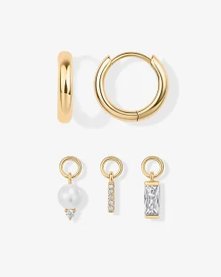 PAVOI Huggies|Charms-Mix and Match Huggie and Pearl Charm Set