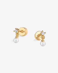 PAVOI Dangle & Threader|Flat Backs-Mixed-Media Pear Dangle Drop Screwbacks