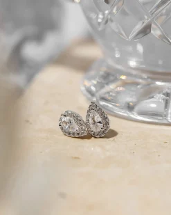 PAVOI Studs-Pear Halo Studs