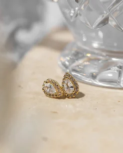 PAVOI Studs-Pear Halo Studs