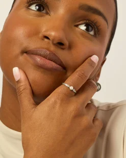 PAVOI Stackable-Pearl Hammered Ring