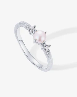 PAVOI Stackable-Pearl Hammered Ring