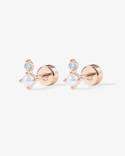 PAVOI Flat Backs|Studs-Pearl u0026 Crystal Stud Screw Back Earrings
