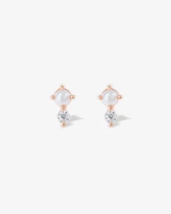 PAVOI Flat Backs|Studs-Pearl u0026 Crystal Stud Screw Back Earrings