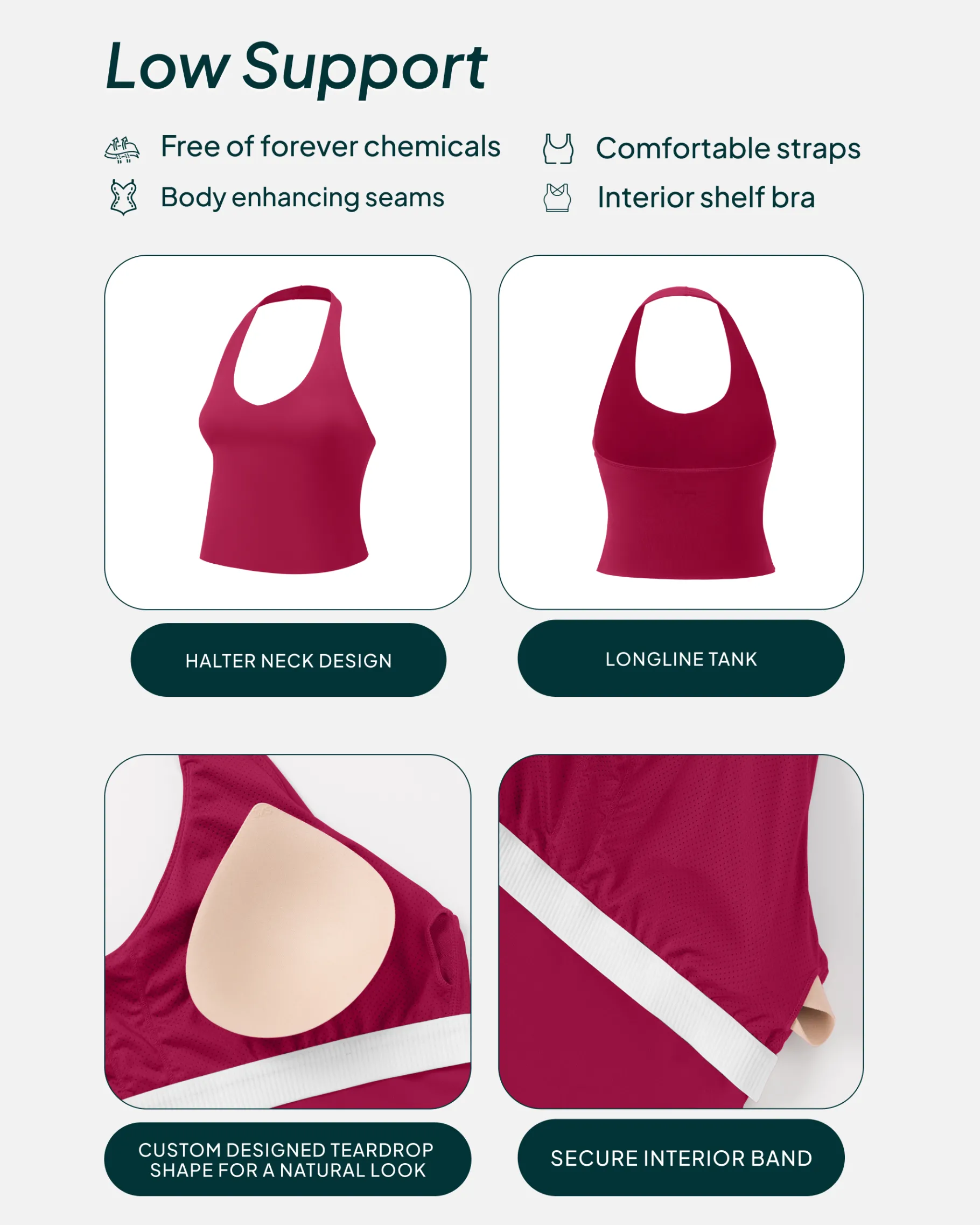 PAVOI Low Support Bras|Tanks-Performance Halter Tank