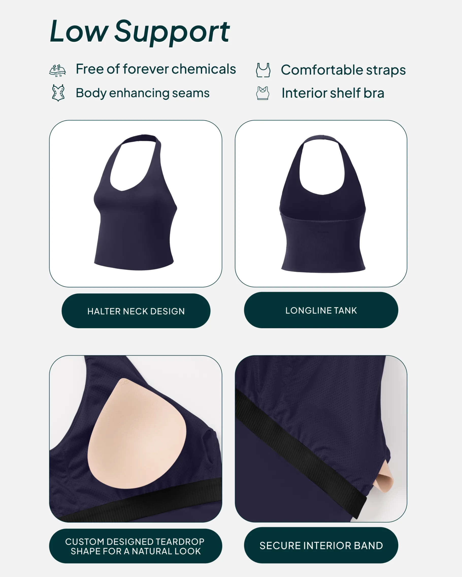 PAVOI Low Support Bras|Tanks-Performance Halter Tank