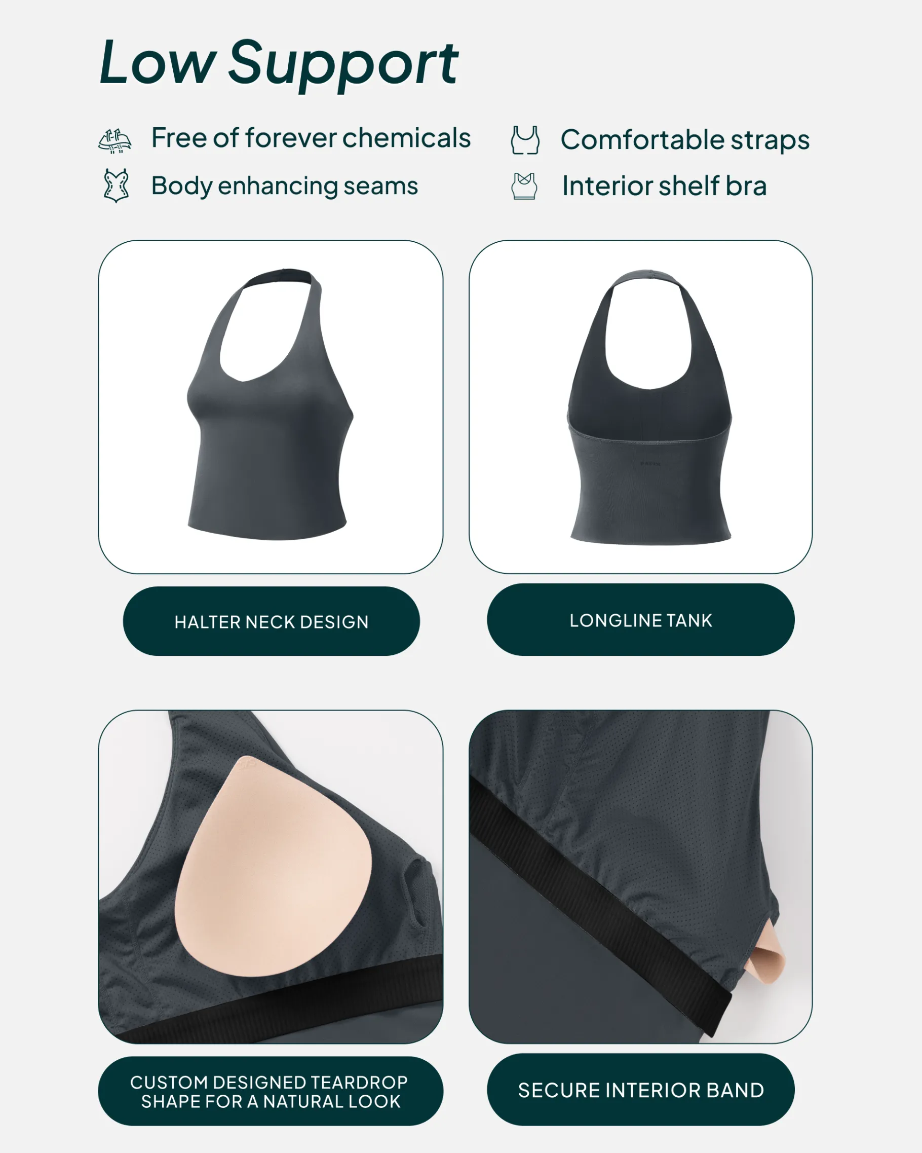 PAVOI Low Support Bras|Tanks-Performance Halter Tank
