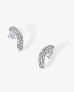 PAVOI Studs|Huggies-Rhodes Cubic Zirconia Wavy Studs