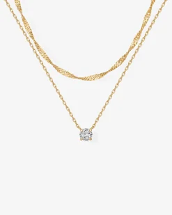 PAVOI Pendants|Layered-Round Solitaire Layered Necklace Set
