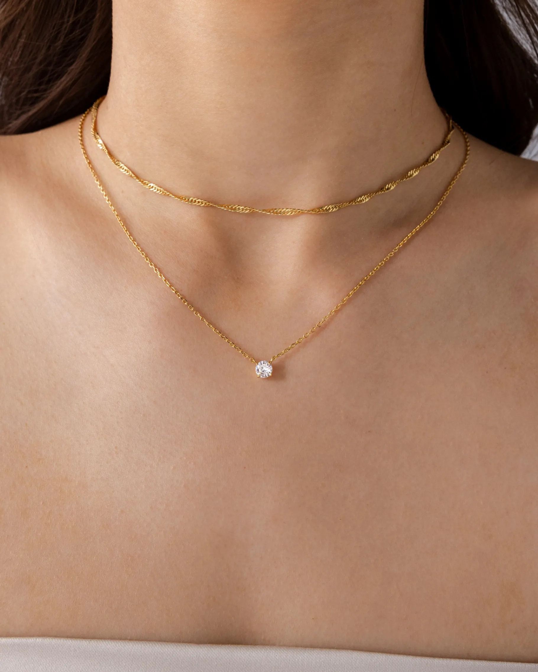 PAVOI Pendants|Layered-Round Solitaire Layered Necklace Set