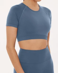 PAVOI Short & Long Sleeve Tops|High Support Bras-Seamless High-Support Short Sleeve Workout Crop Top