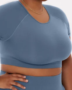 PAVOI Short & Long Sleeve Tops|High Support Bras-Seamless High-Support Short Sleeve Workout Crop Top
