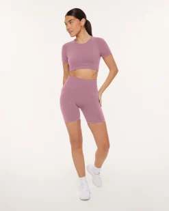 PAVOI Short & Long Sleeve Tops|High Support Bras-Seamless High-Support Short Sleeve Workout Crop Top
